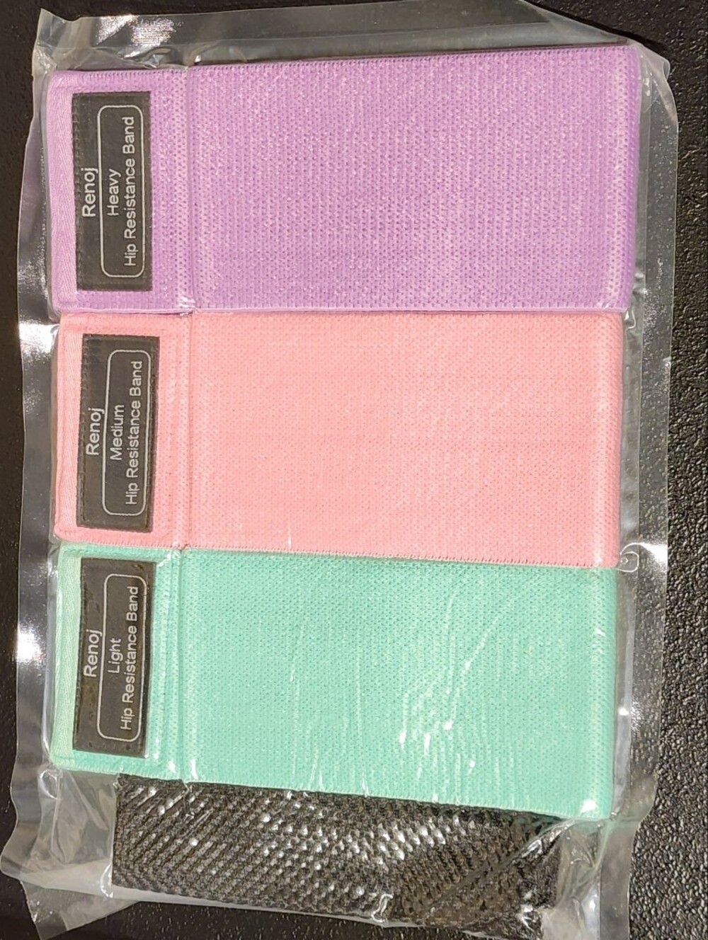 Renoj Hip Resistance Bands - Mint, Pink, Lavender (Light/Medium/Heavy) Set Of 3.
